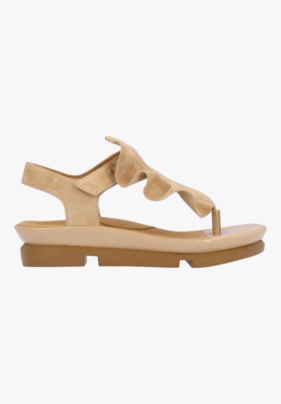 NEW L'AMOUR DES PIEDS women's vendala ruffle thong sandal in nude